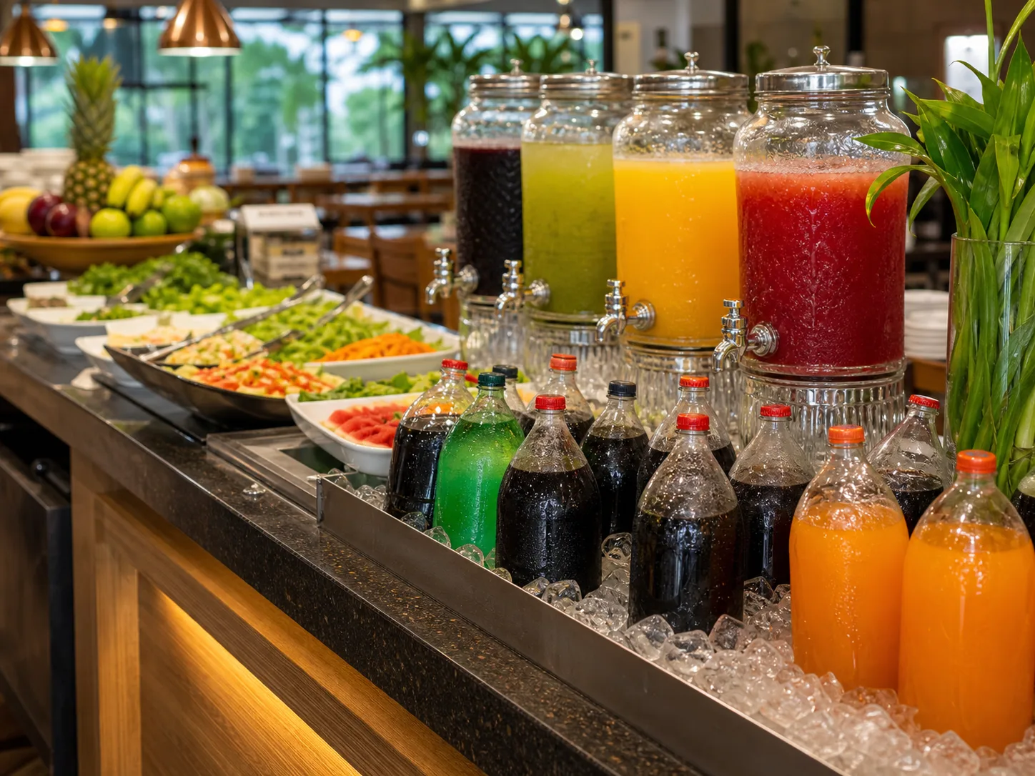 Bebidas servidas no restaurante